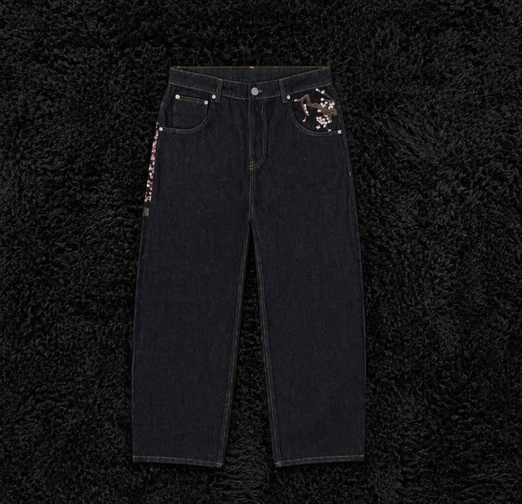Jeans large à motif